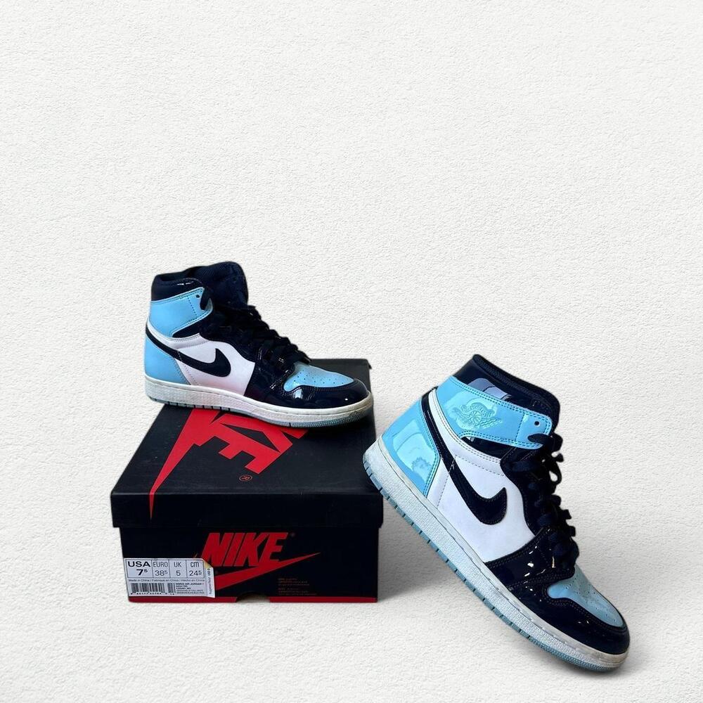 Nike Air Jordan 1 Retro High OG in UNC Patent Obsidian Blue Chill White